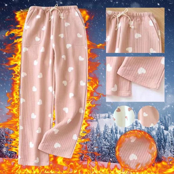 Damen-Nachtwäsche, Damen-Pyjama-Hose, verdickt, thermisch für Zuhause, superweiche Flanell-warme Hose, Winterkleidung, weiblich