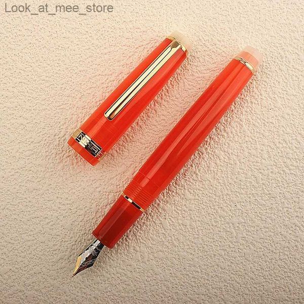 Penne stilografiche Penne stilografiche Jinhao 82 Penna stilografica trasparente Inchiostro acrilico Spin Golden EF / F Pennino Elegante Business Office Materiale scolastico Penna da scrittura Q240314