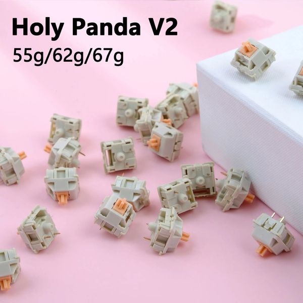 Holy Panda V2 Taktiler Schalter 55g 62g 67g POM Switche Mechanische Tastatur Benutzerdefinierte DIY 3Pins Schalter -Swap GKM67 TM680 Anne Pro 240304