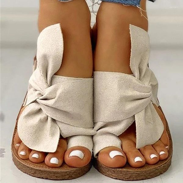 Sandalet Kadın Terlik 2024 Yaz Kadınlar Sıradan Moda Düz Ayakkabı Yay Flip-Flops