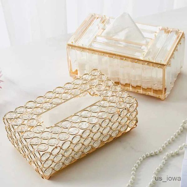 Tissue -Boxen Servietten Kristall Tissue Box Nordic Mode Office Tisch Servietten Storage Box Gold Diamanthalter Wohnzimmer Schlafzimmer Dekor Geschenk