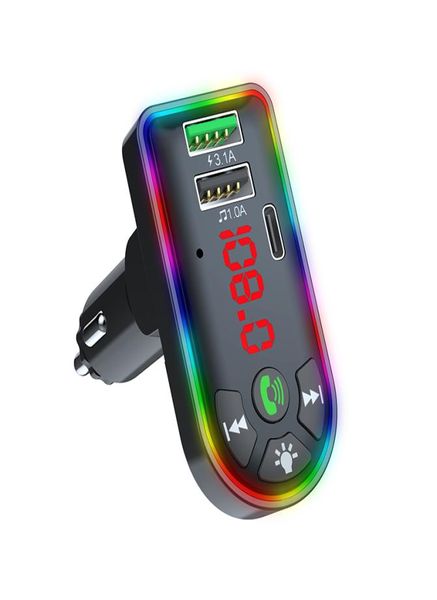 F7 Auto Bluetooth 5.0 FM-Transmitter 3,1 A USB-Schnellladegerät Drahtlose Freisprecheinrichtung oder Empfänger-Kit Festplatte/TF-Karte MP3-Player mit PD-Ladegerät4968514