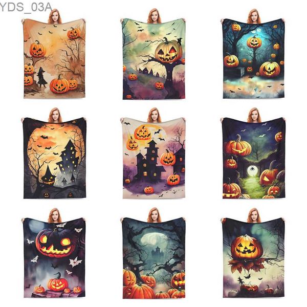 Coperte 2023 Designer nuova coperta di flanella serie Pumpkin Bat Castle Divano letto interno personalizzato accogliente coperta calda per regali di feste 240314