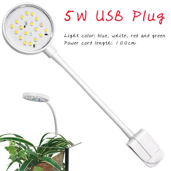 Iluminação plugue USB 5W Tanque de peixes clipe Luz de aquário Aquário Iluminação à prova d'água Lâmpadas flexíveis de peixe Luz da paisagem para plantas de água