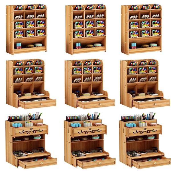 Kreativer Stifthalter aus Holz, Büro-Schreibtisch-Organizer, Schreibwaren-Aufbewahrungsbox, Make-up-Display-Ständer, Wohnaccessoires 240314