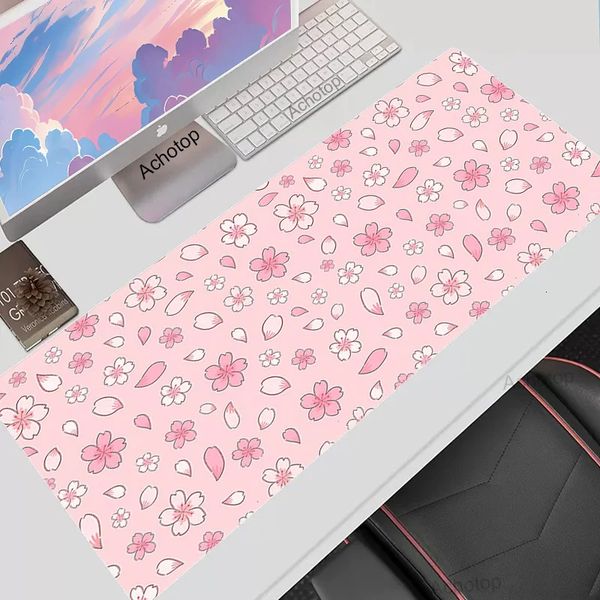 Flores de cerejeira mousepad casa computador mesa grande pc mouse pad arte rosa sakura teclado mause tapete de mesa acessórios de escritório 240314