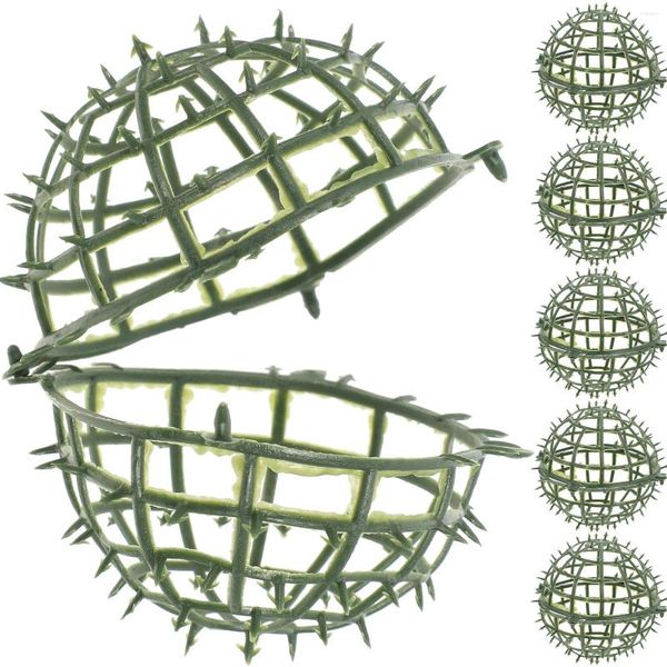 Декоративные цветы, 6 шт., держатель для цветочной композиции, стойка для травяных шаров, рамка, полка для растений, пластик, искусственный зеленый металлик, миланская линия