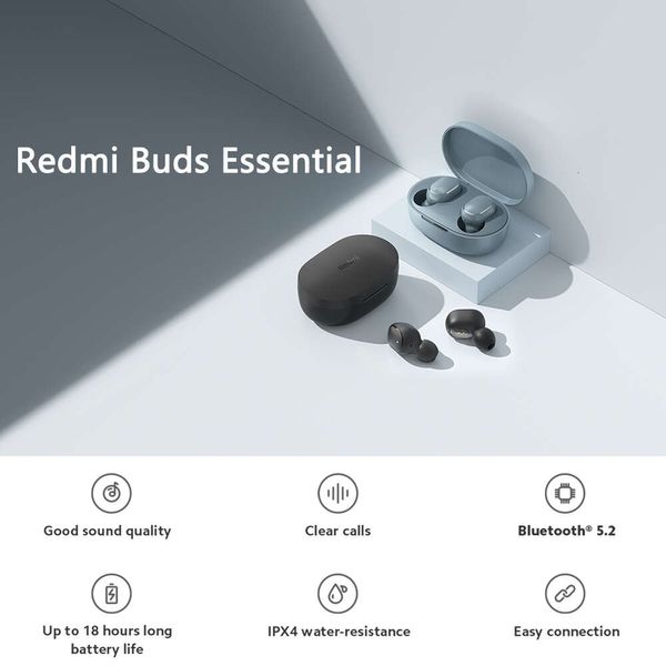 Xiaomi Redmi Buds Essential Tws Auricolari da gioco Riduzione del rumore IPX4 Cuffie auricolari wireless con controllo touch impermeabile