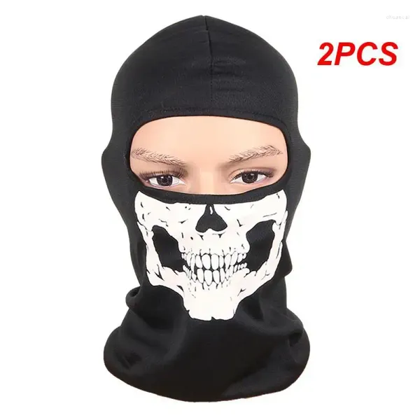 Bandanas 2 pçs crânio impressão bandana balaclava máscara facial completa cachecol ao ar livre pesca caça caminhadas ciclismo pescoço gaiter capa escudo