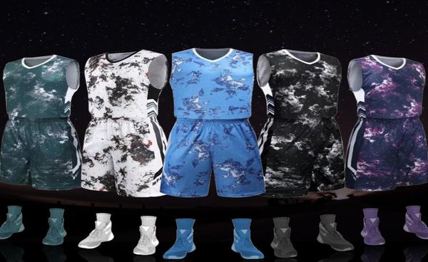 2018 MENKID DIY Özelleştirilmiş Basketbol Seti Üniformalar Kitler Spor Giysileri Ucuz Kolej Basketbol Formaları Tshirt ve Şort C181221324760