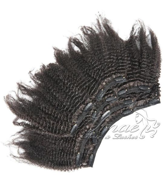 Vmae Clip nelle estensioni dei capelli umani vergini 4A 4B 4C Kinky Straight 120g Colore naturale Cuticola completa allineata Afro Curly4969904