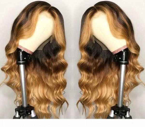 Highlight Blonde Ombre Lose Körper Welle Spitze Front Menschliches Haar Perücken Für Schwarze Frauen Brasilianische Remy Baby Vor Gezupft Silk Basis WigAAA2624706