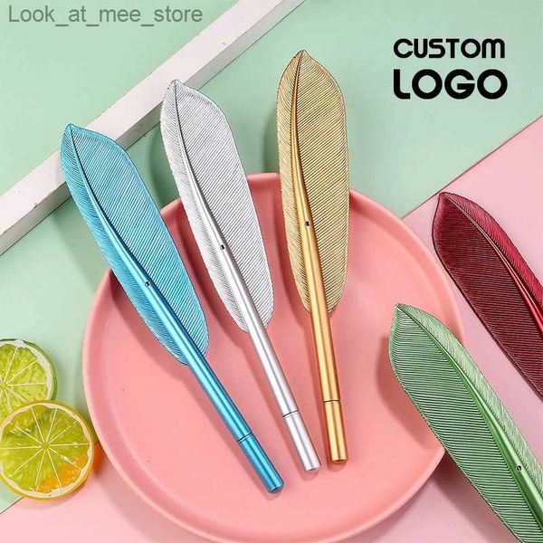 Penne stilografiche Penne stilografiche Creative Retro Feather Dot Pen Personalizzazione Lettera laser personalizzata Penna carina Materiale scolastico di cancelleria coreano Q240314