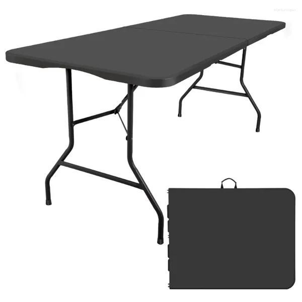 Походная мебель, 6-футовый прямоугольный черный пластиковый складной стол, стул для кемпинга, портативные столы, настольная мебель для дома