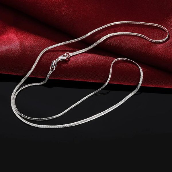 40-75 cm Länge 14 K Weißgold Halskette 2 mm Charms Hochzeit Party flache Schlangenkette niedlich für Damen Herren Fashion Fit Anhänger