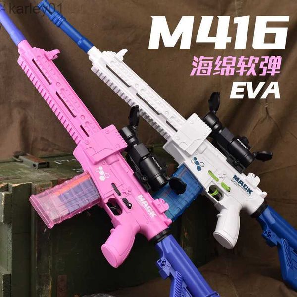 Arma de brinquedos M416 Shell Eject Sniper Rifle EVA Soft Bullet Toy Gun com 15X Mirror Silencer Gun Modelo CS Shoot Game para meninos presente yq240314