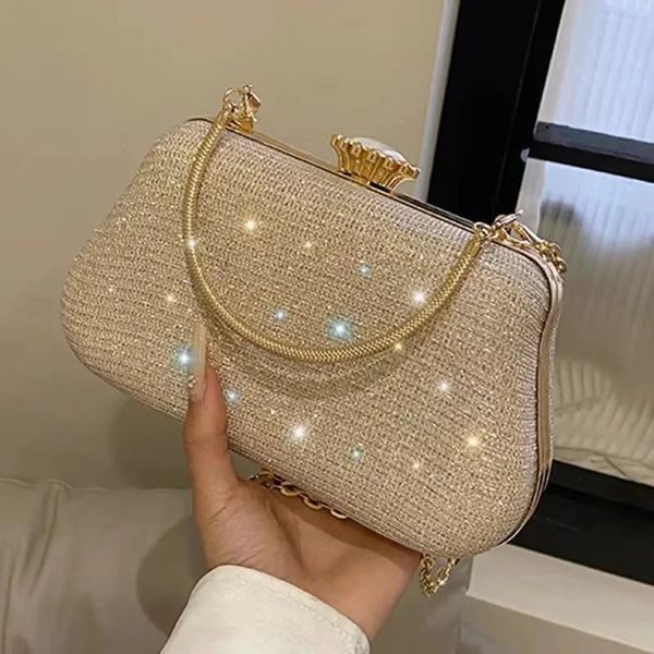 Luxus Hohe Design Frauen Abend Tasche Marke Party Bankett Glitter Für Damen Hochzeit Kupplung Handtasche Schulter Kette Taschen 240301