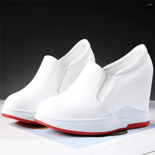 Модельные туфли US3-US12 Вулканизированные женские туфли из натуральной кожи на танкетке, туфли-лодочки на высоком каблуке и платформе, женские модные кроссовки с круглым носком, повседневные