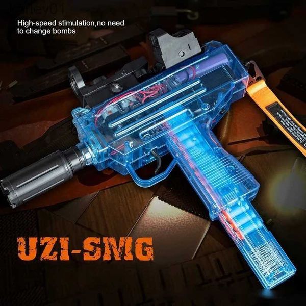 Pistola giocattoli UZI pistola elettrica morbida proiettile pistola giocattolo tiro automatico mitragliatrice modello launcher per uomini ragazzo bambini giochi all'aperto yq240314