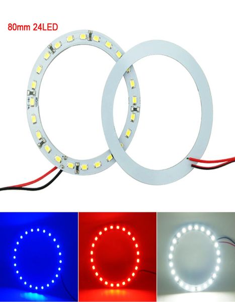 2pcslot 80mm araba melek gözleri 12103528 24SMD LED Far Halo Ring Angel Göz Işığı Beyaz Kırmızı Mavi 26681840081