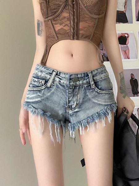 Modische Spicy Girl Fringe Short Denim-Shorts. Sommer-Hotpants für Damen. Sexy hoch taillierte, schlankmachende Shorts mit geradem Bein