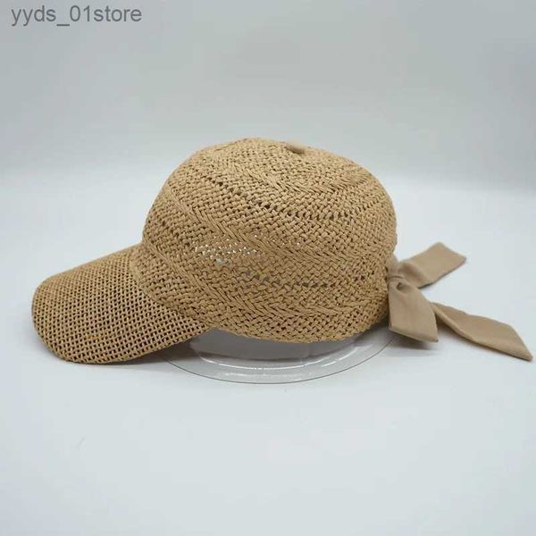 Бейсбольные кепки 202303-бантик ins facebook лето выдалбливают траву Задний бант Корея уличная бейсбольная кепка женские козырьки для отдыха c L240314