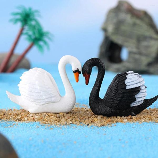 Bahçe Dekorasyonları 8pcs Mini Swan Model Minyatür Çift Figürinler Moss Peyzaj Diy Terrarium El Sanatları Süsleme