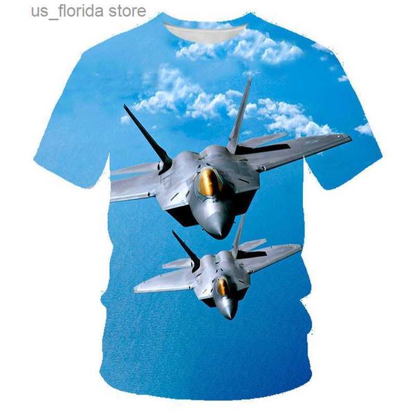 Herren T-Shirts Flugzeug Kämpfer Grafik T-Shirt für Männer Tops 3D-Druck Damenbekleidung Sommer Casual Kinder T-Shirt Lustige Jungen Mädchen Strtwear Y240321