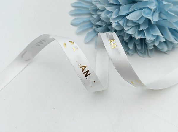 Qualität Big Brand Logo Schleife Schmuck Diy Gurtband Blumen Geschenkbox Verpackung Klebeband Schnürsenkel 1,0 cm