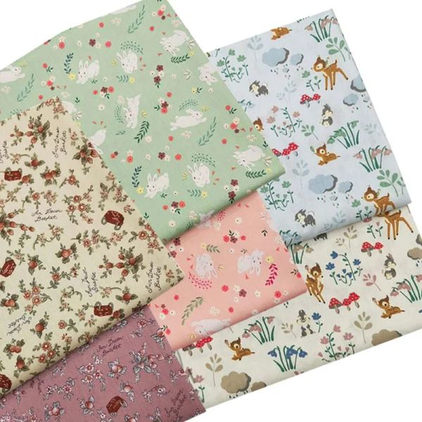 Tessuto 100% twill tessuti cartone animato piccolo coniglio frutti di frutti di fiori funghi per abbigliamento fai da te abbigliamento decorazioni decorazioni artigianato trapunta artigianale