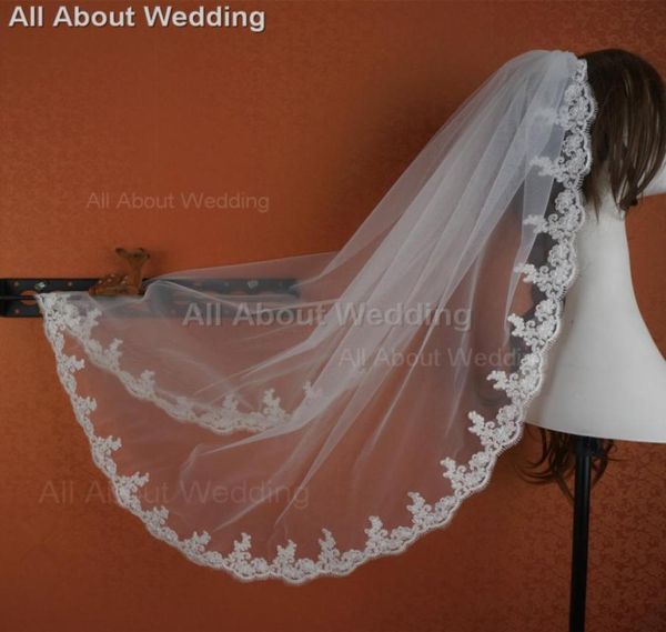 Accessorio per capelli da sposa in pizzo a uno strato con velo da sposa con pettine 2019 Nuovo stile Real Po1989323