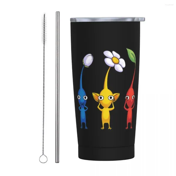 Tumblers Pikmin Game Tumbler, vakuumisoliert, für Reisen, Cartoon-Kaffeetassen, Flachmann, Edelstahl, Smoothie-Teetassen, Wasserflasche, 590 ml