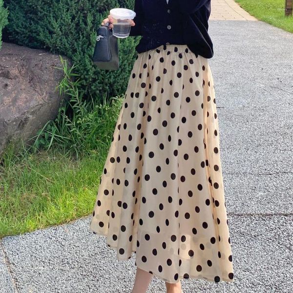 Röcke Rowling Mirror Polka Dot Ohrstöpsel Midirock Frauen Sommer Casual Urlaub Weiblich Seltene Streetwear