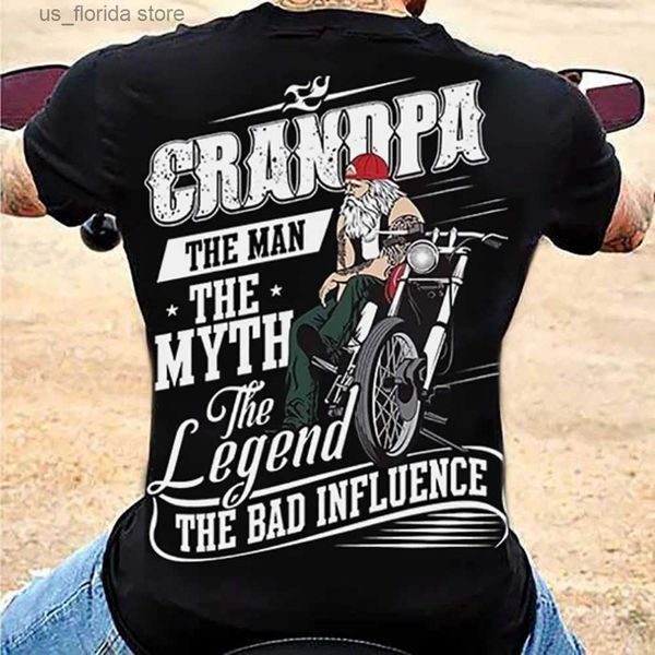 Мужские футболки Летняя мотоциклетная футболка для мужчин Motor Biker 3d Print Vintage Short Slve Old Man Футболка Homme Moto Футболка Racing Camiseta Y240314