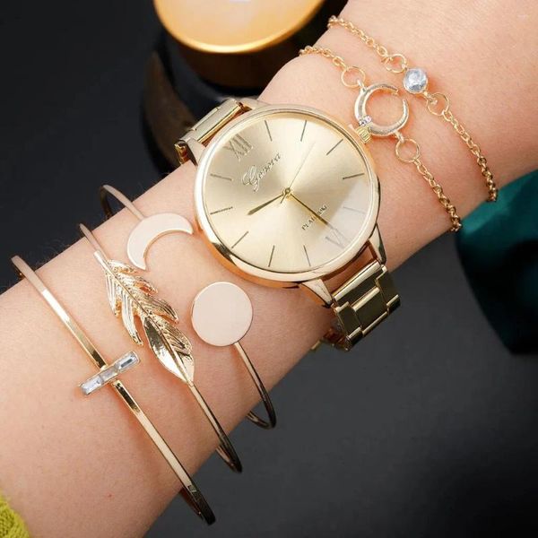 Relógios de pulso 6/5/3pcs 2024 mulheres de luxo relógios conjunto pulseira moda senhoras relógio de quartzo vestido feminino relógio montre femme relogio