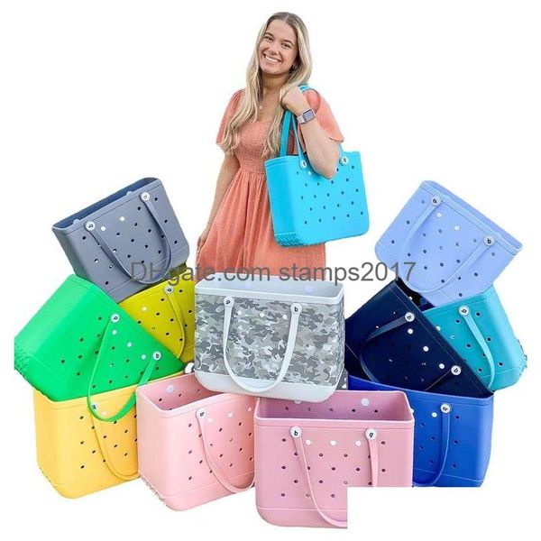 Borse portaoggetti Borsa da spiaggia impermeabile Cestino organizer forato solido Borse per parco acquatico estivo Grandi regali in stock da donna Consegna di goccia H Dha2N