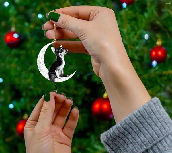 Noel dekorasyonları dekorasyon Pet yavrusu akrilik kolye çelenk araba arka dikiz ayna köpek asılı süslemeler yıl ağaç ev festoon