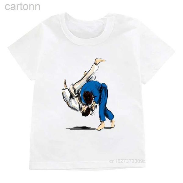 T-shirt T-shirt estive per bambini Ragazzi / Ragazze Bello Judo Spalla Design Stampa Tshirt Bambini Vestiti morbidi Harajuku Top ldd240314