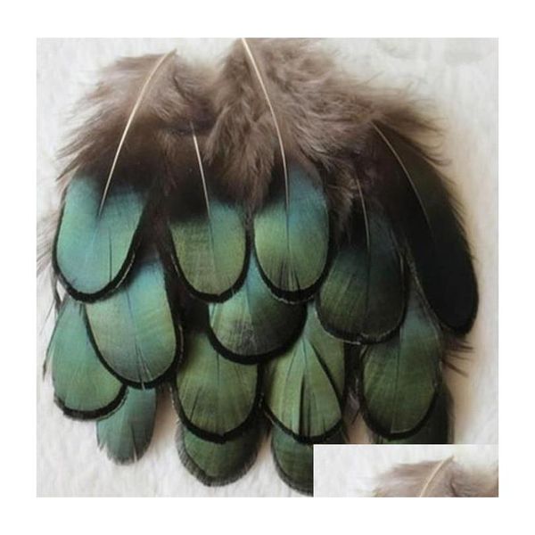 Penas atacado diy artesanato verde cobre frango verdigris penas naturais pro limpeza saco de jóias colar headband 47cm gota gota dhd70