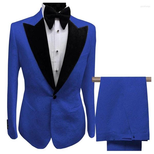 Herrenanzüge Blumenmuster Herren Slim Fit Prom Bräutigam Jacke Smoking für Hochzeitsabend Männliches Modekostüm (Blazerhose) 2024