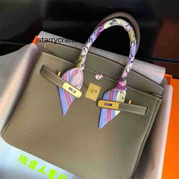 Borsa da donna in vera pelle L Borsa interamente realizzata a mano in filo di cera Togo Borsa in pelle di elefante Taglia 25/30/35 Fibbia in oro e argento