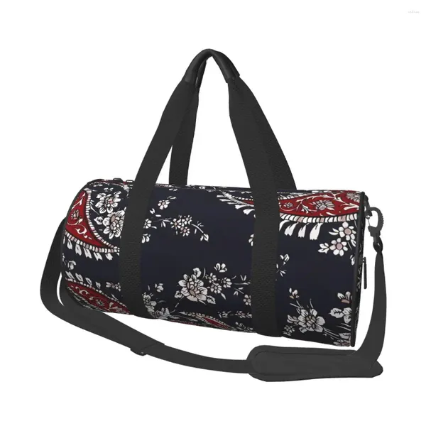 Outdoor -Taschen Blumen Paisley Sport Retro traditionelle Reise -Fitness -Tasche große Kapazität Grafik Handtaschen Männer Frauen gedruckt Oxford Fitness