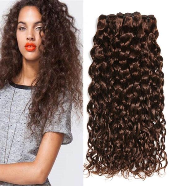 Cabelo humano peruano marrom escuro tecer pacotes molhados e ondulados tramas duplas 3 pacotes chocolate marrom onda de água extensões de cabelo humano 9828187