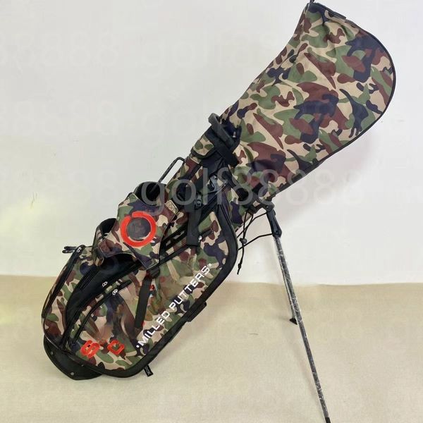 Golftaschen, Camouflage-Orange-Kreis, T-Stand-Taschen, Golfschläger, wasserdichter Stoff mit großem Durchmesser und großer Kapazität. Kontaktieren Sie uns, um Bilder mit Logo anzusehen