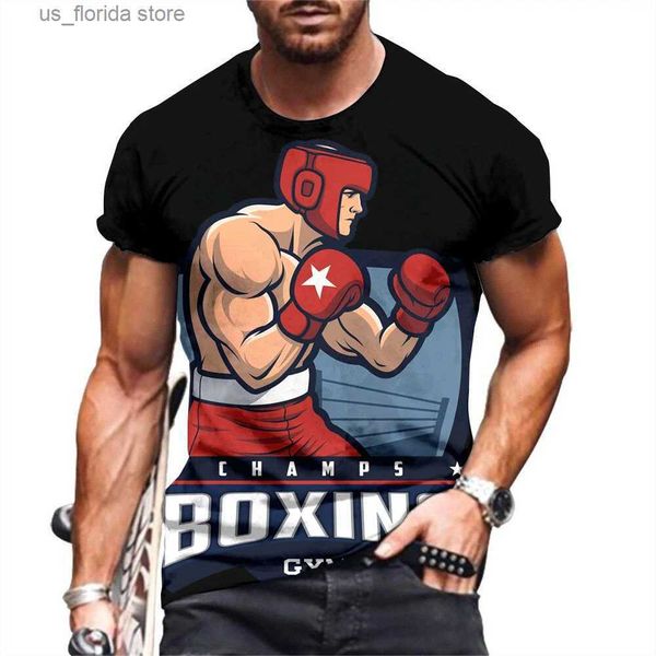 T-shirt da uomo Boxer T-shirt da uomo Boxe Stampa Ts Casual Felpa corta Slve Abiti estivi oversize 2023 Collo allentato Strtwear Y240314