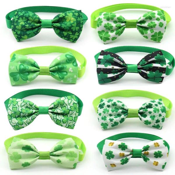 Abbigliamento per cani 30/50 pz. Giorno di San Patrizio Accessori per prodotti per animali domestici Papillon stile trifoglio verde Cravatta per animali domestici