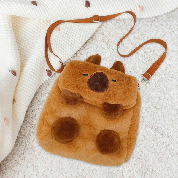 Plüsch-Rucksäcke, Capybara-Rucksack, Tagesrucksack, modische Mini-Süßigkeitstasche, Plüsch-Umhängetasche für Partyausflüge, Rucksackreisen, Geburtstagsgeschenk, drinnen und draußen, L2403