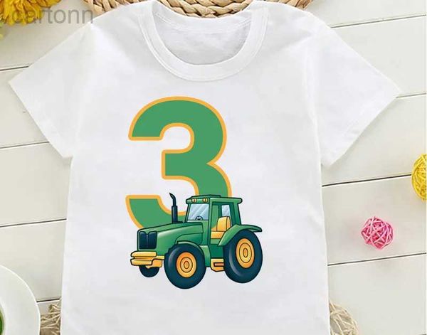 Camisetas Bonito Agricultor Trator 1-8 Anos Feliz Aniversário Camiseta Crianças Presente de Festa de Aniversário Crianças Presente Engraçado Camiseta Tops ldd240314