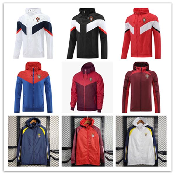 Mens 2023 2024 Jaquetas de Futebol Tracksuits Portugal Hoodie Esporte Windbreaker Running Moda Multi Color Outerwear Casacos Benfica Futebol Treinamento Terno