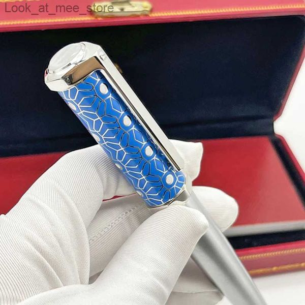 Canetas-tinteiro Canetas-tinteiro Yamalang ic Caneta de ponto de luxo octogonal azul verde padrão decorativo com escrita de número de série suave Q240314